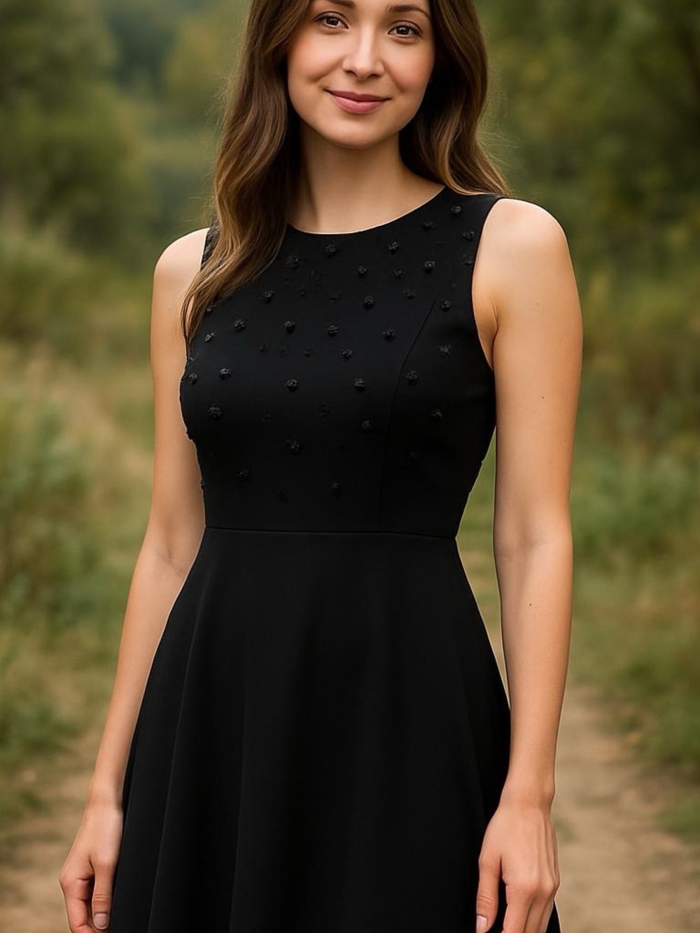 H&M Black Sleeveless Beaded Floral Embellishments Mini Dress Whimsigoth Size 14
